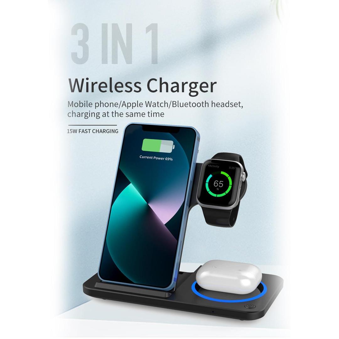 3-in-1 Magnetic Foldable Wireless Charger Stand – Fast Charging