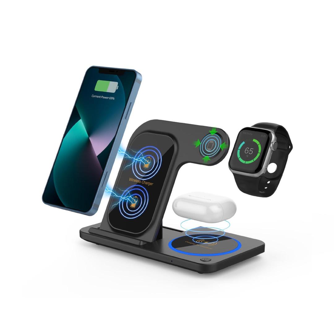 3-in-1 Magnetic Foldable Wireless Charger Stand – Fast Charging